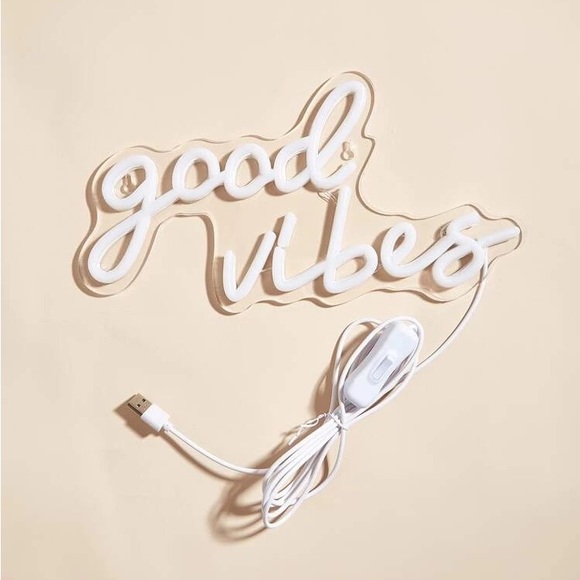 Good Vibes 1pc Slogan Shaped LED Neon Light - Picture 2 of 6